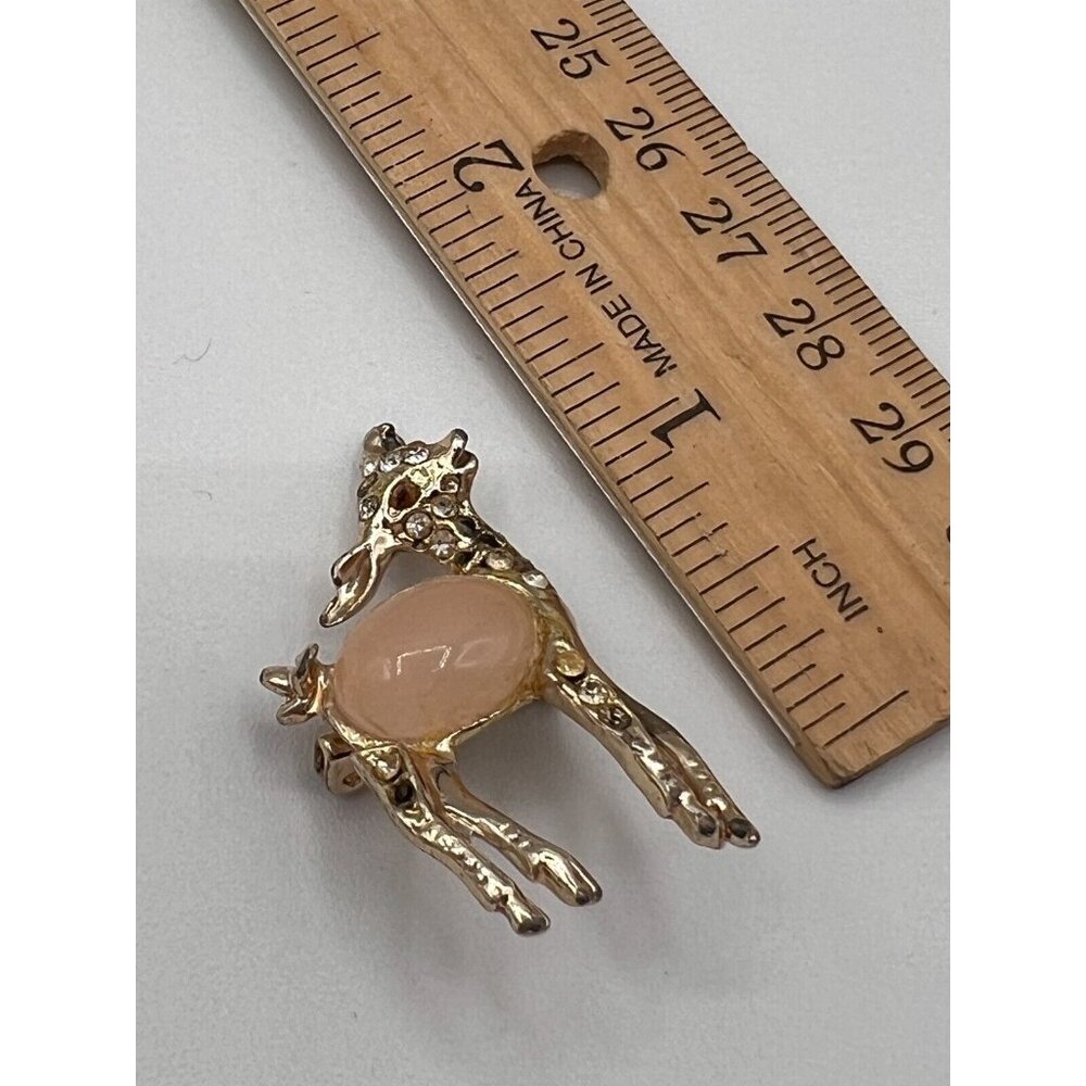 Jelly Belly Vintage Set of 2 Deer Brooches Pins Metal Rhinestones Unsigned - Picture 3 of 11